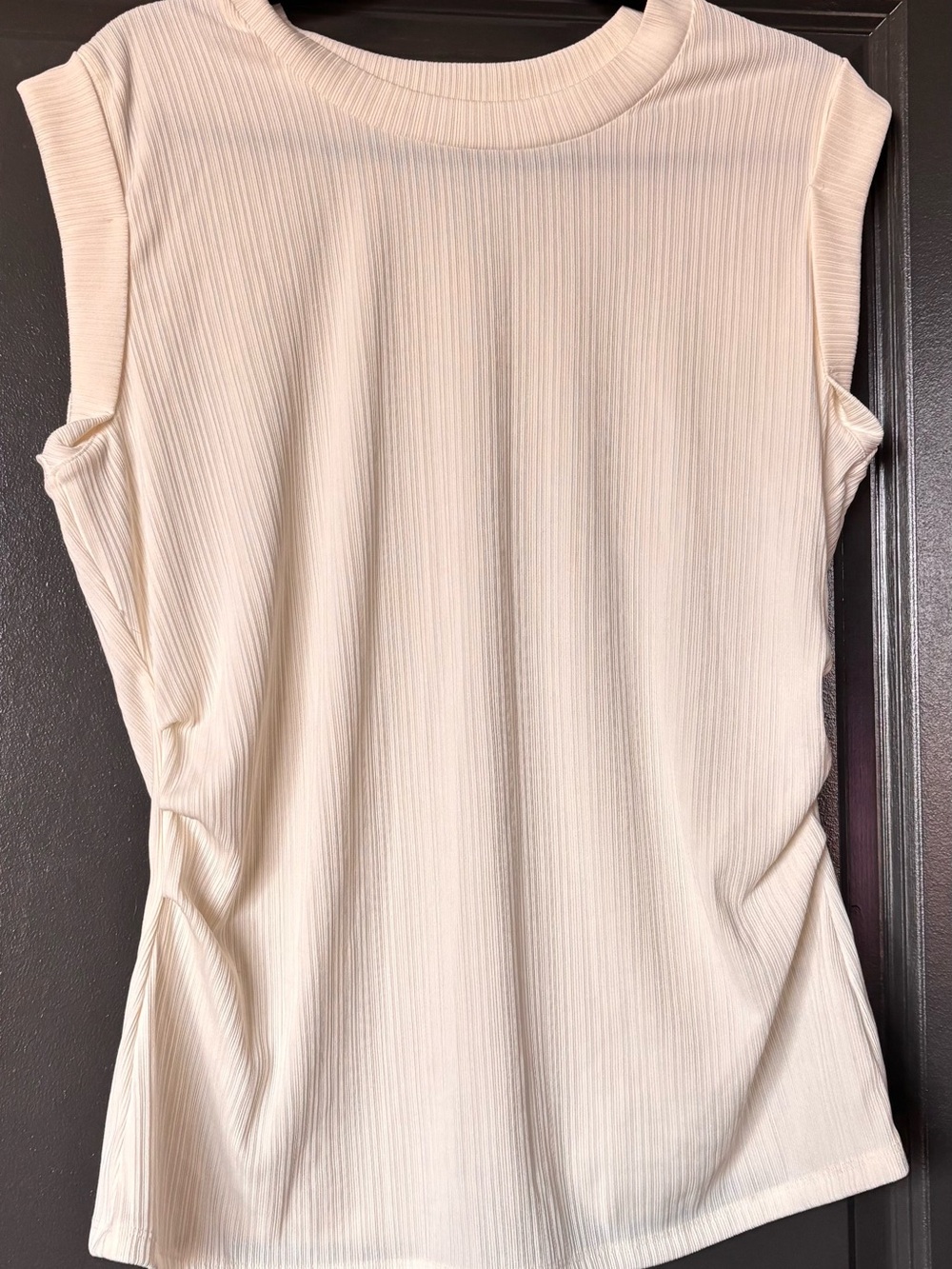 Nine West Ivory Ribbed Sleeveless Crewneck Top